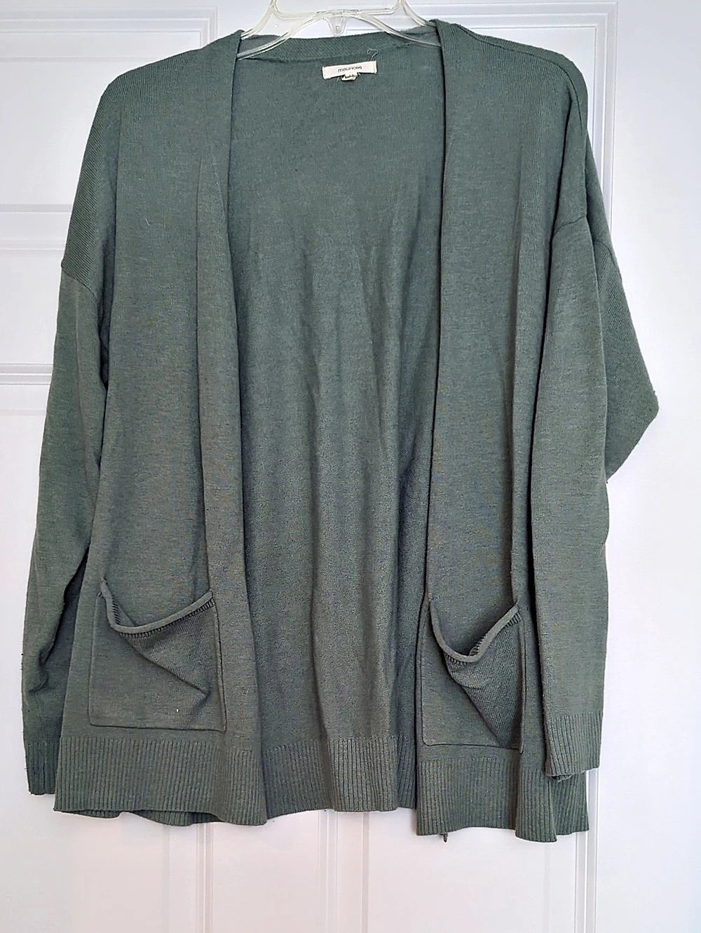 maurices Knit Pocket Open Front Cardigan Green XXL